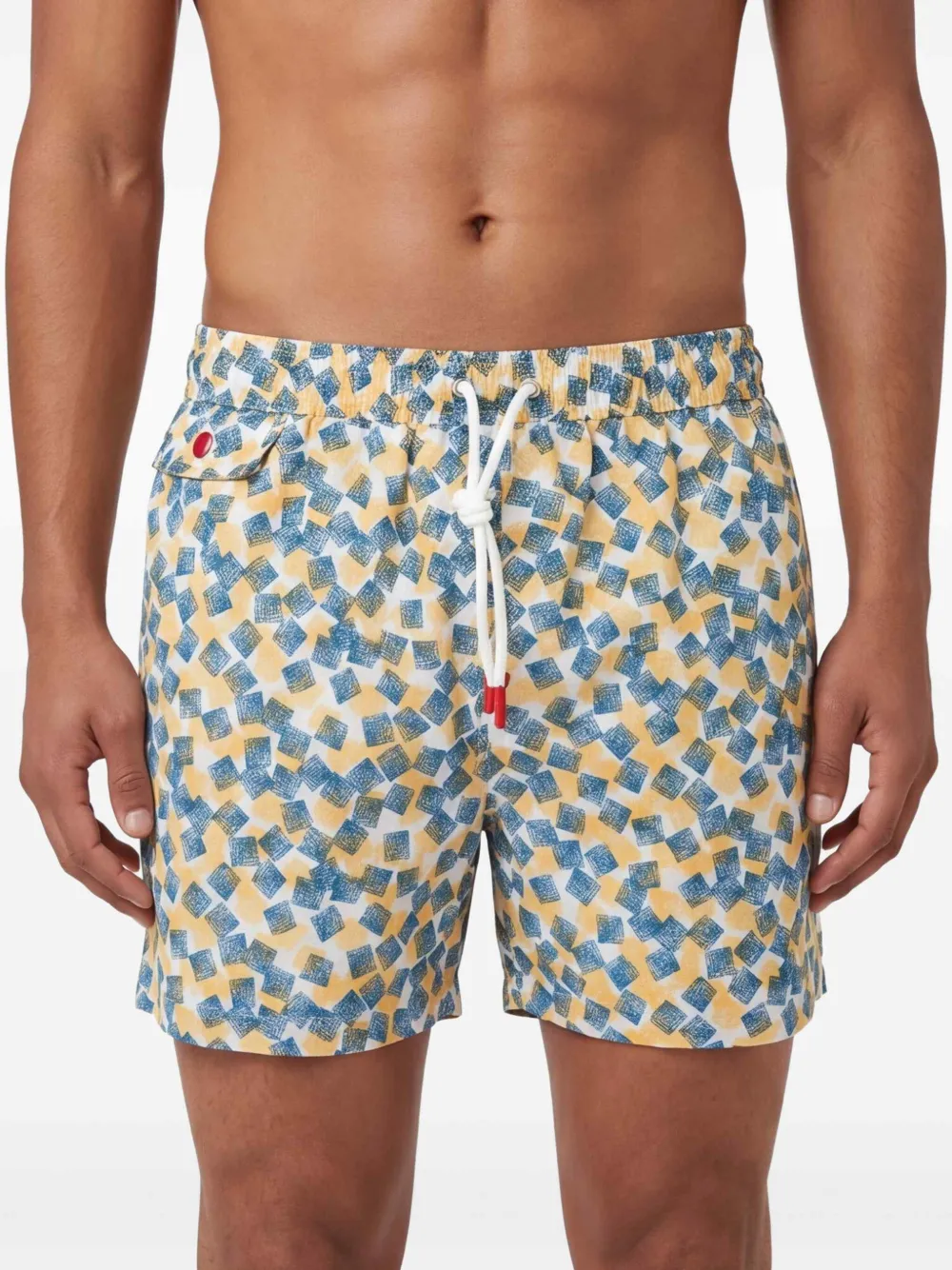 Kiton Zwembroek met geometrische print Blauw