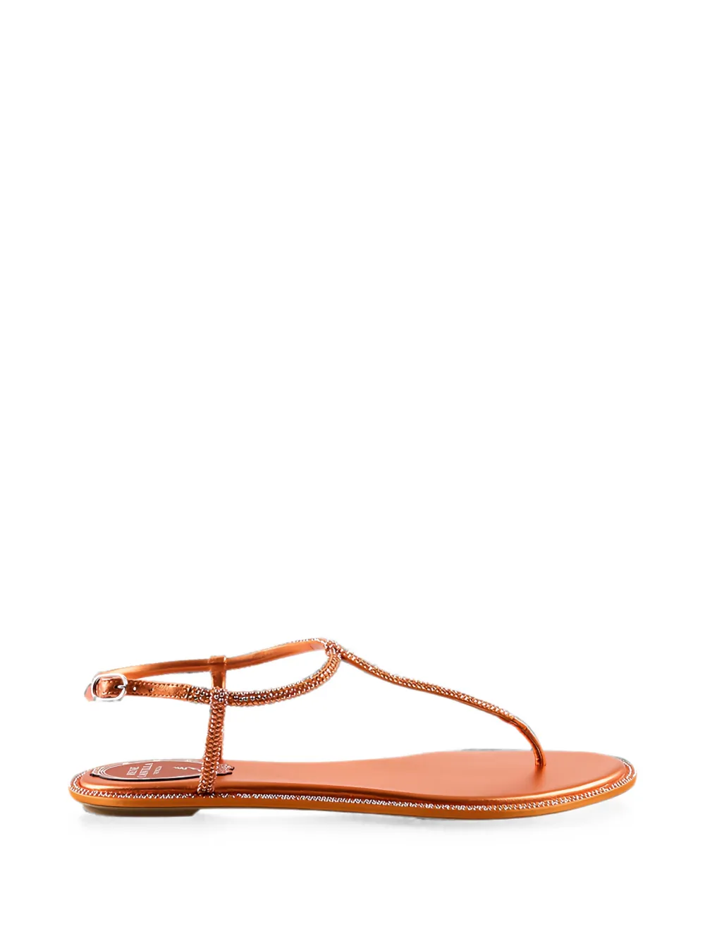 René Caovilla crystal-embellished flat sandals - Arancione