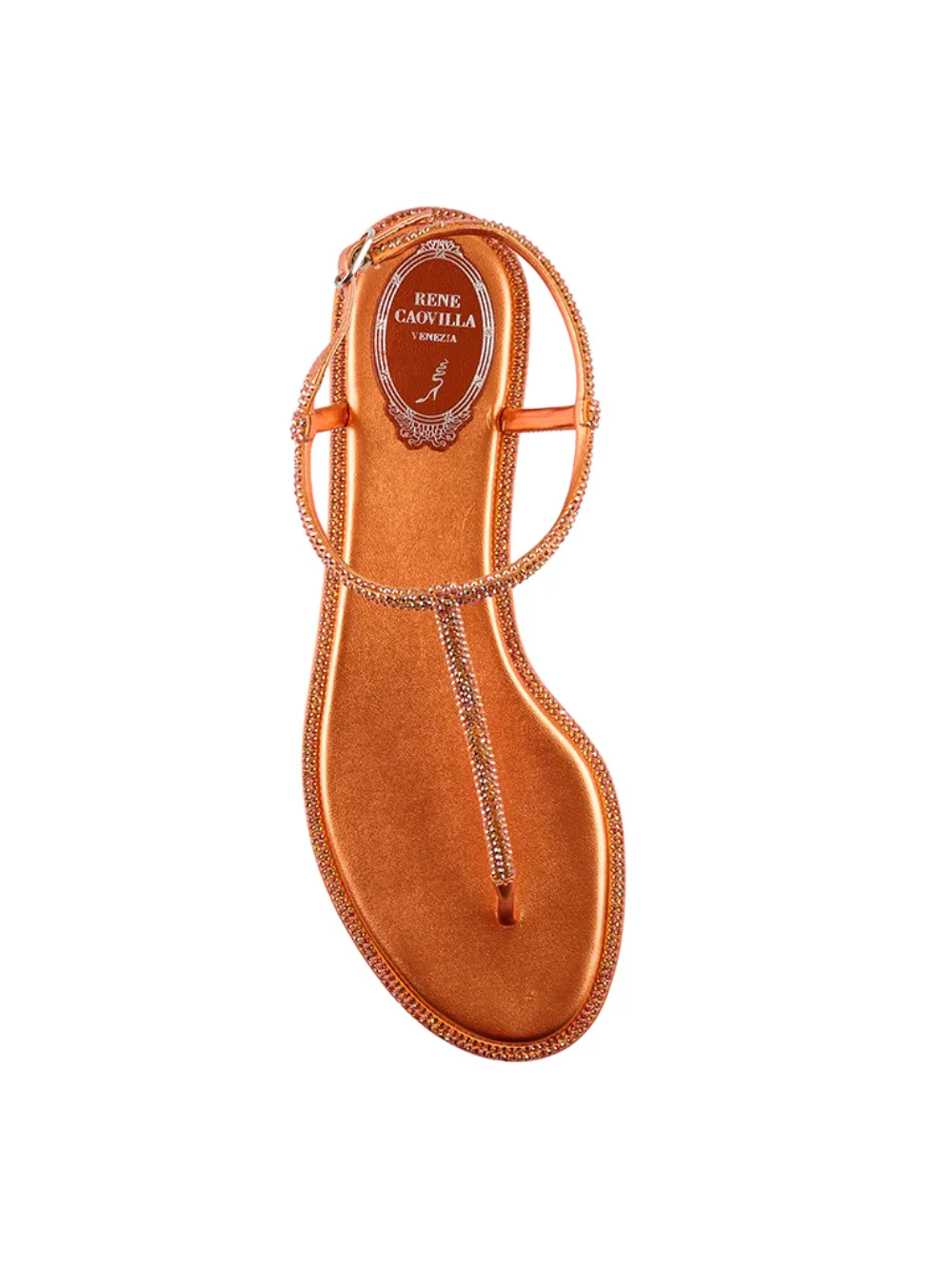 René Caovilla crystal-embellished flat sandals Oranje