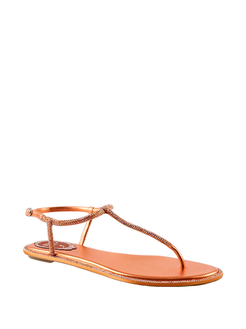 René Caovilla crystal-embellished flat sandals Oranje
