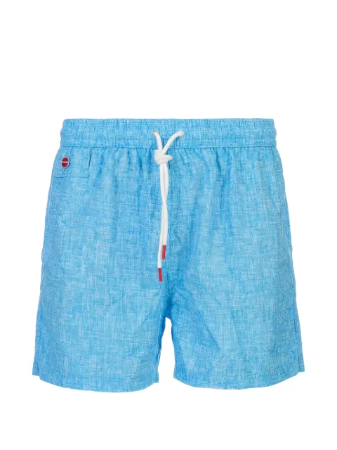 Kiton crosshatch-pattern drawstring swim shorts