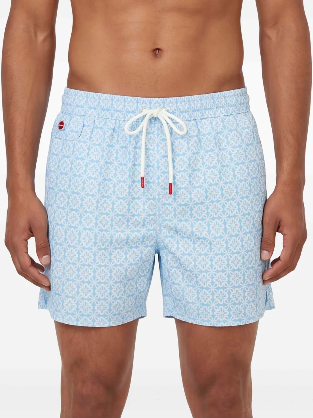Kiton Zwembroek met bloemenprint Blauw