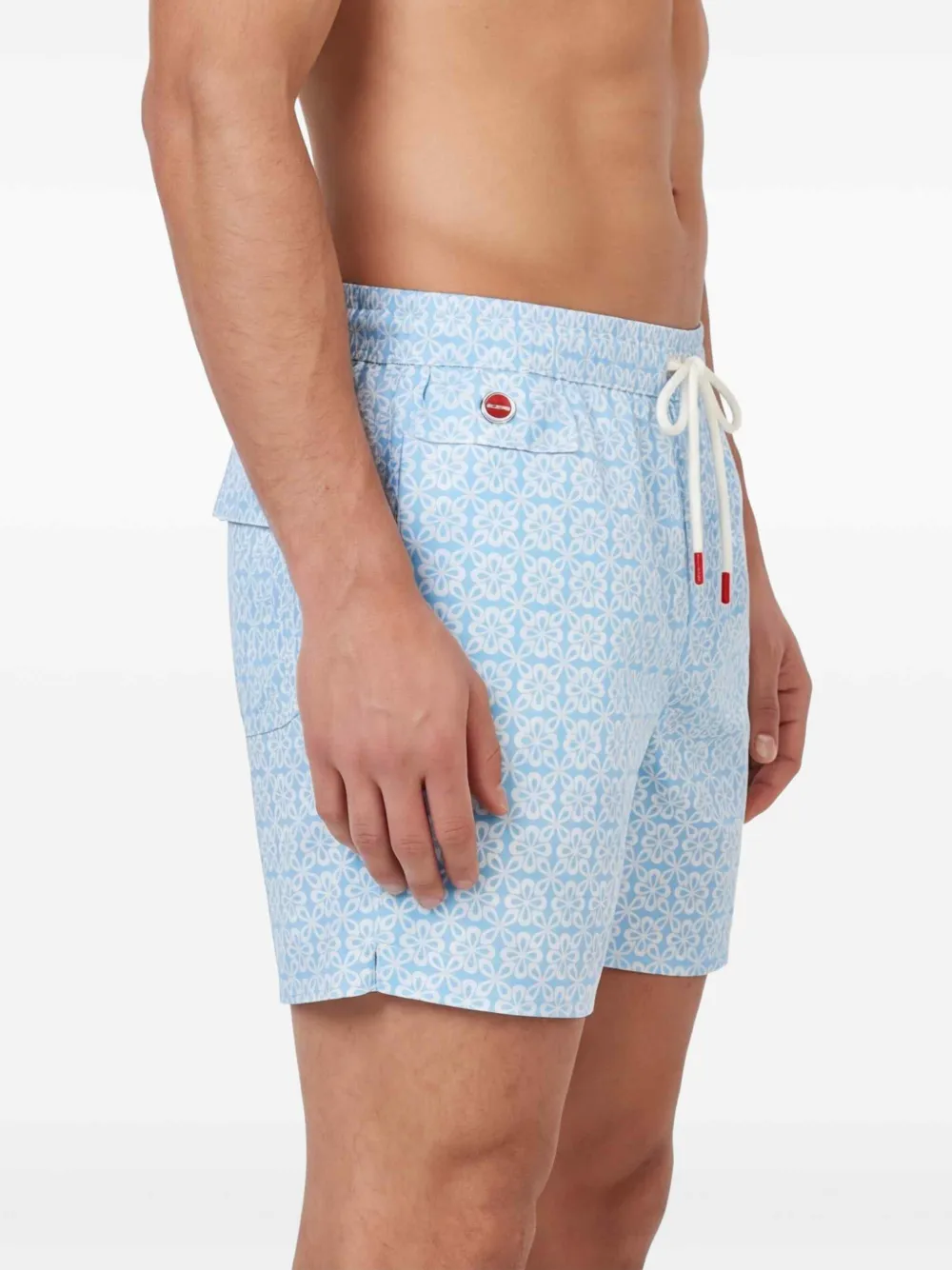 Kiton Zwembroek met bloemenprint Blauw
