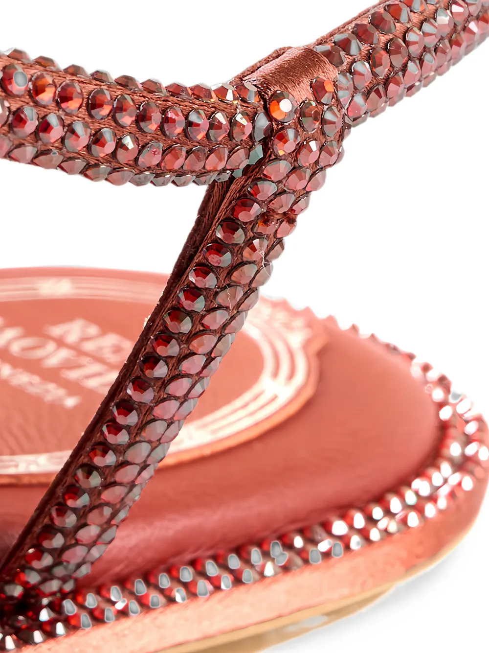 René Caovilla Diana crystal-embellished flat sandals Rood