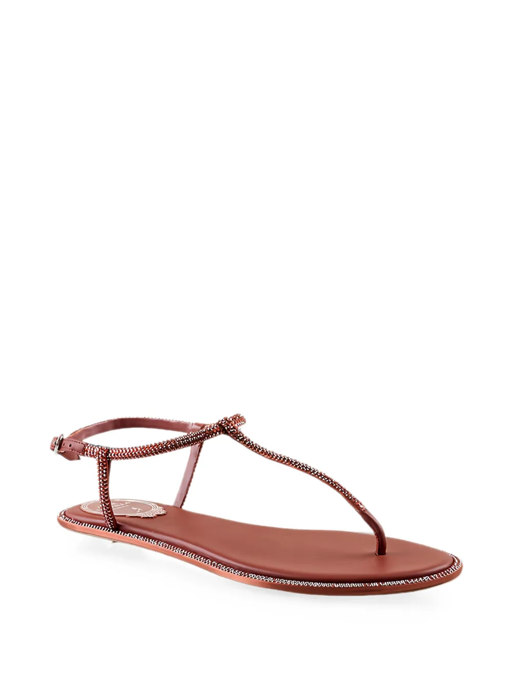 René Caovilla Diana crystal-embellished flat sandals Rood