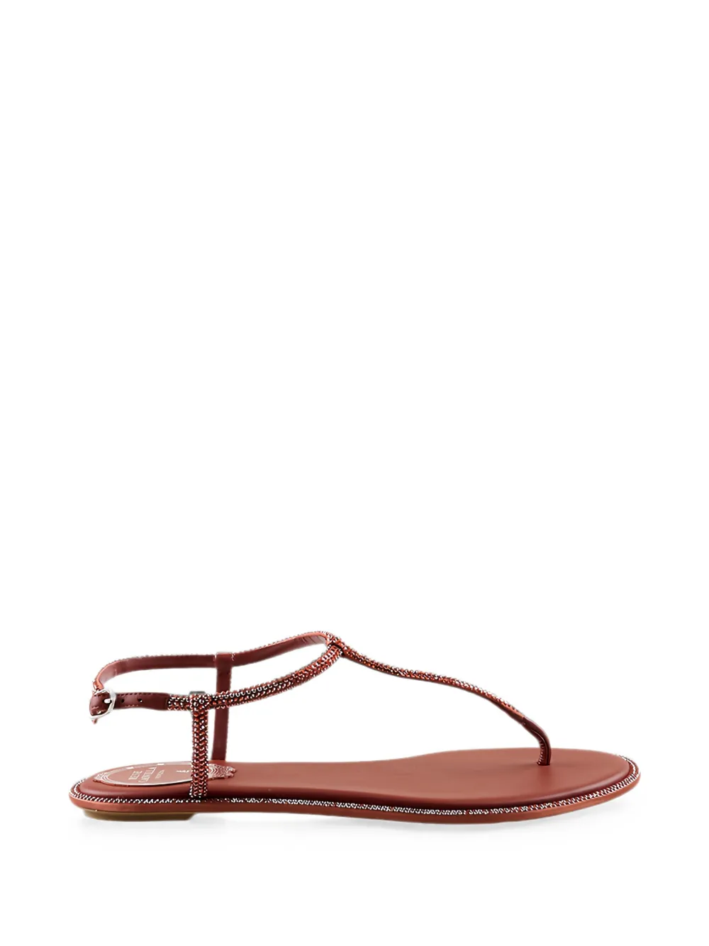 René Caovilla Diana crystal-embellished flat sandals Rood