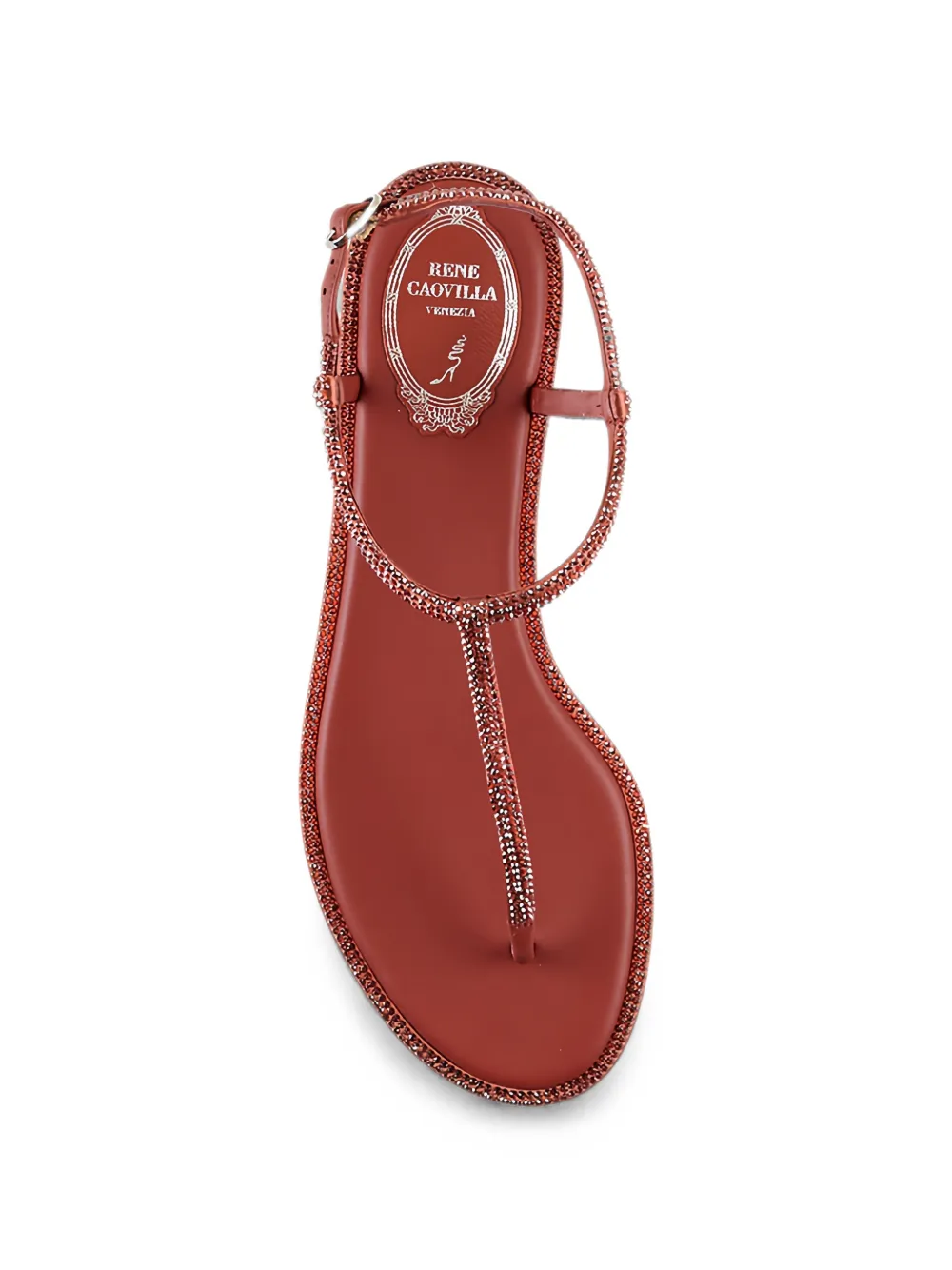 René Caovilla Diana crystal-embellished flat sandals Rood