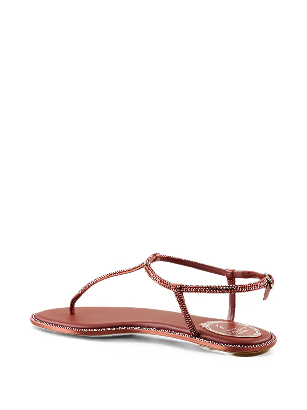René Caovilla Diana crystal-embellished flat sandals Rood