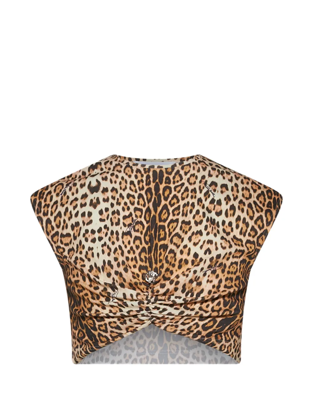 Roberto Cavalli Junior leopard-print knot-detail top - Marrone