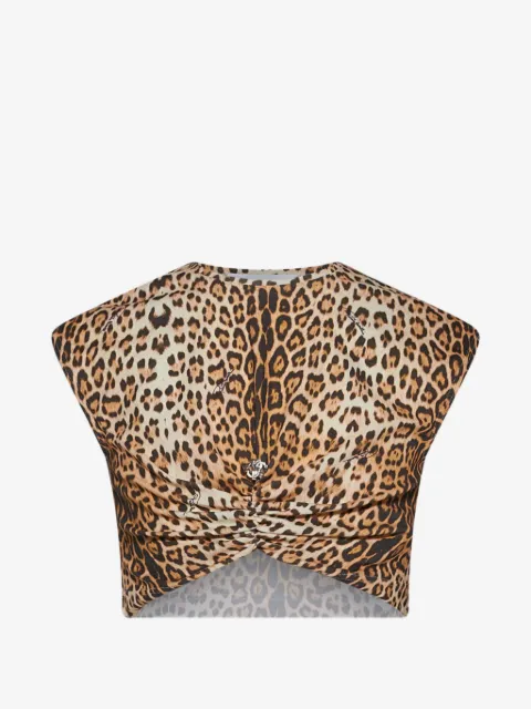 Roberto Cavalli Junior top con estampado de leopardo y detalle de nudo