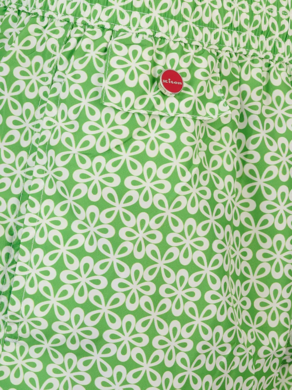 Kiton Zwembroek met bloemenprint Groen