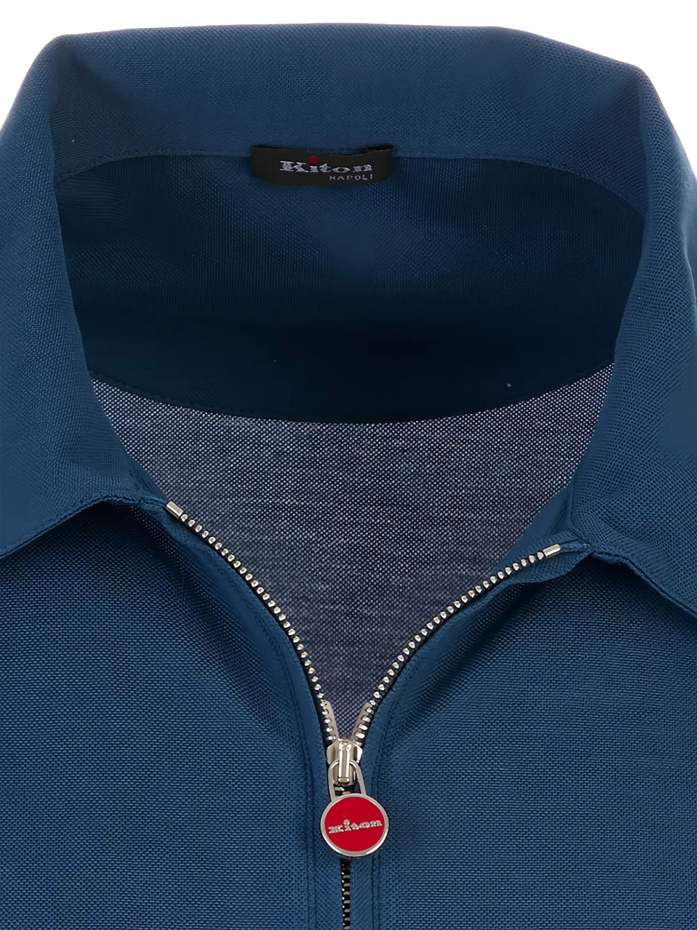 Kiton Poloshirt met rits en korte mouwen Blauw