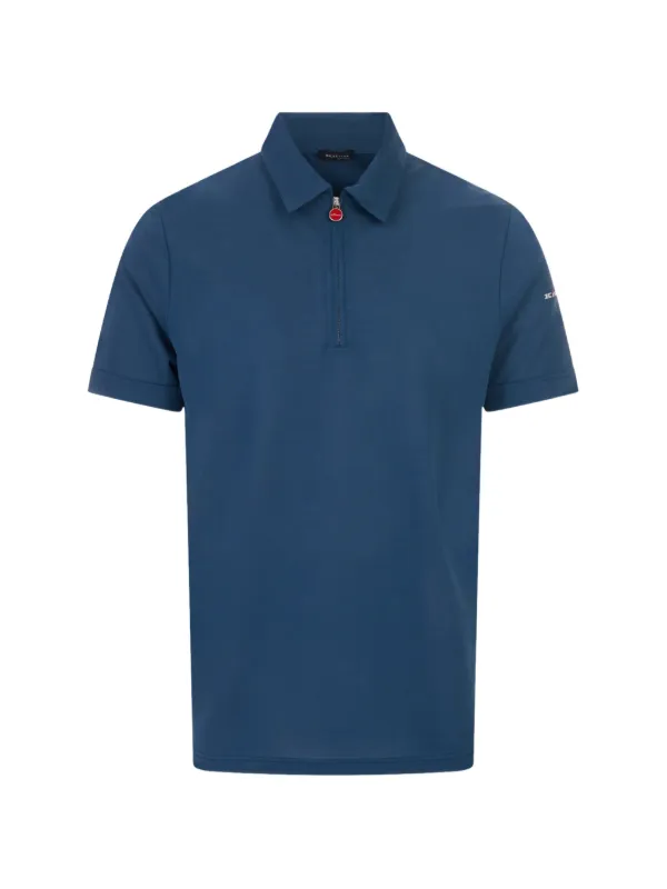Kiton Quarter-zip Short-sleeve Polo Shirt in Blue