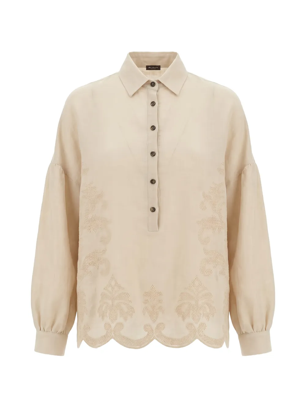 Kiton embroidered scalloped-hem blouse - Toni neutri
