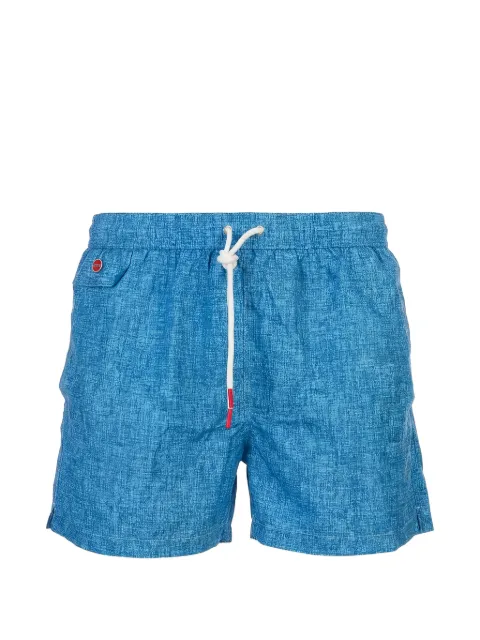 Kiton crosshatch-print swim shorts
