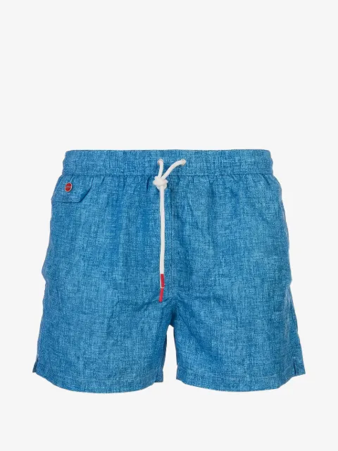 Kiton crosshatch-print swim shorts