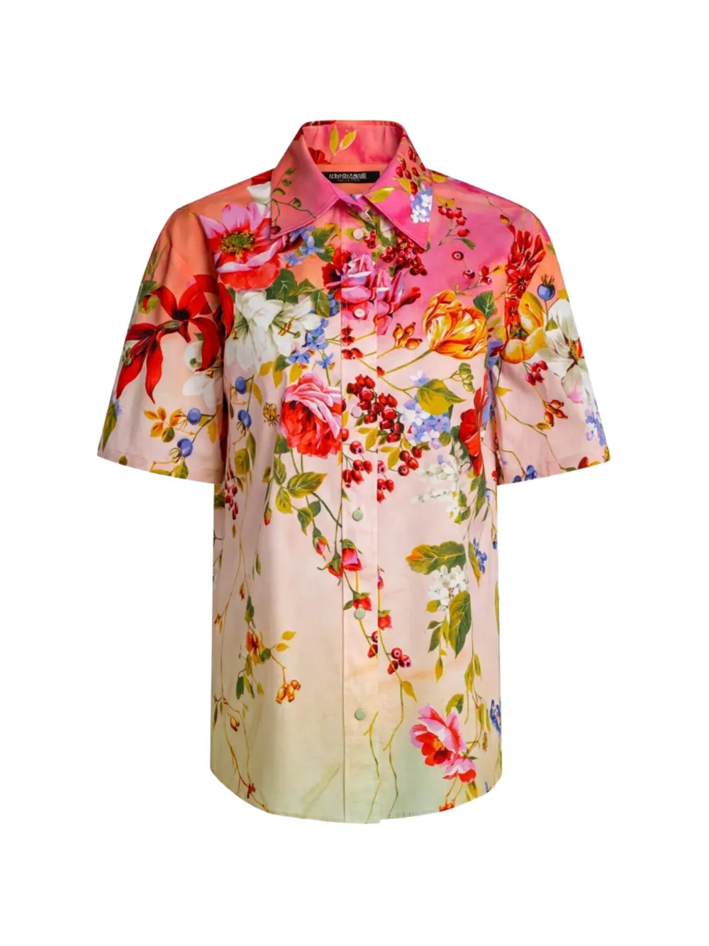 Roberto Cavalli floral-print short-sleeve shirt - Pink