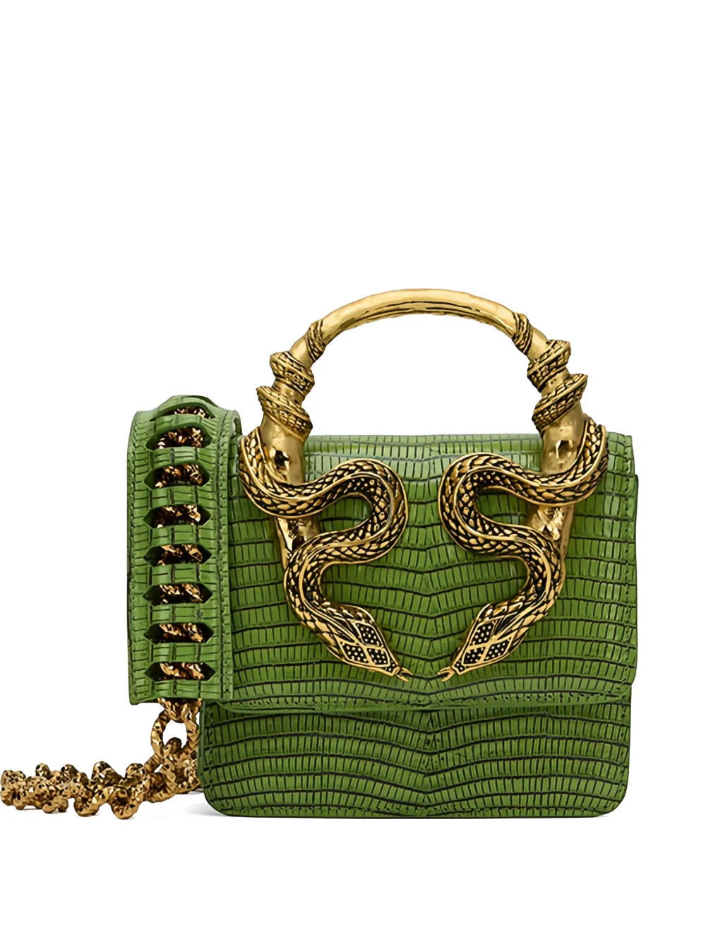 Roberto Cavalli snake-handle lizard-effect tote bag - Verde