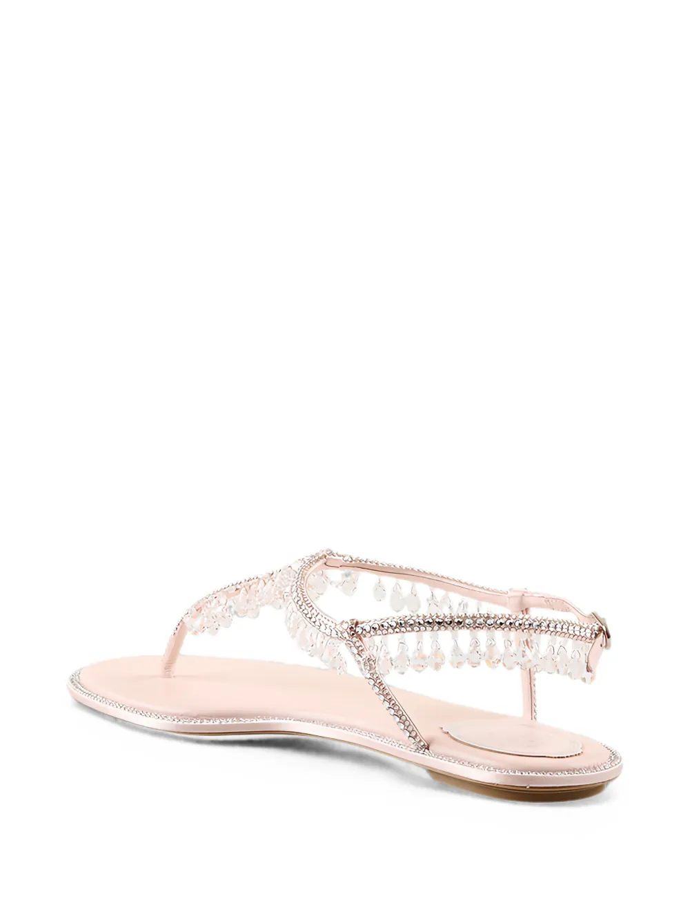 René Caovilla Diana crystal-embellished drop-pendant flat sandals Roze