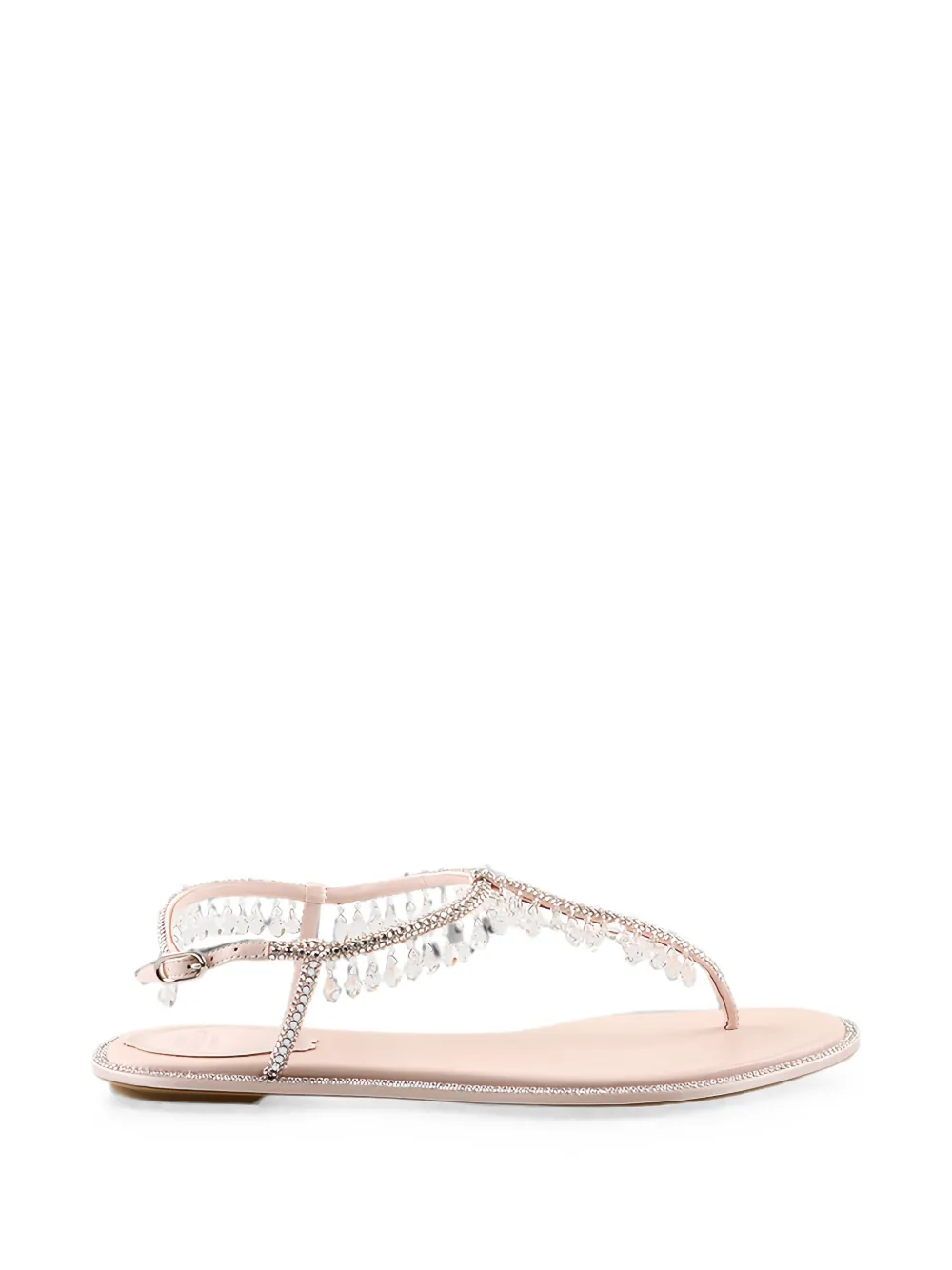 René Caovilla Diana crystal-embellished drop-pendant flat sandals Roze