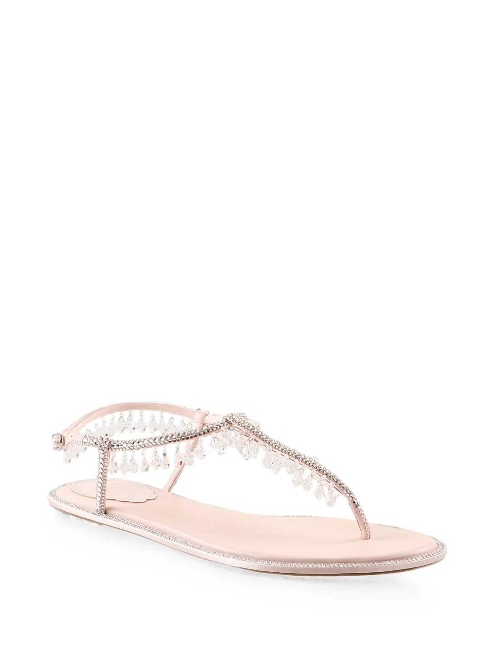 René Caovilla Diana crystal-embellished drop-pendant flat sandals Roze