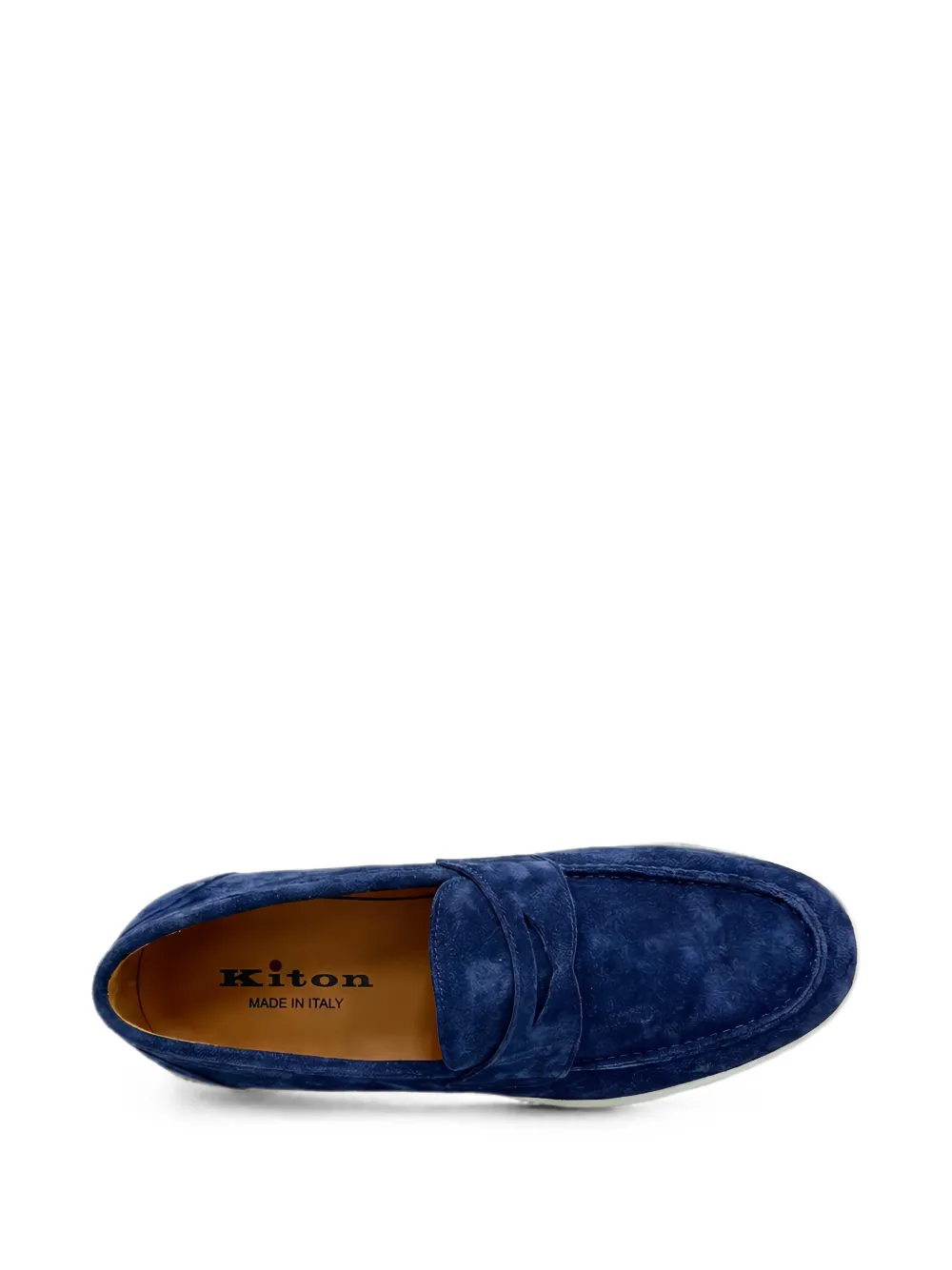 Kiton calf suede penny loafers Blauw
