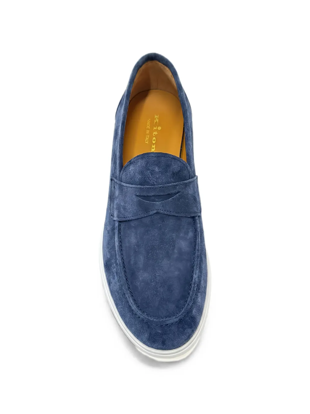 Kiton calf suede penny loafers Blauw