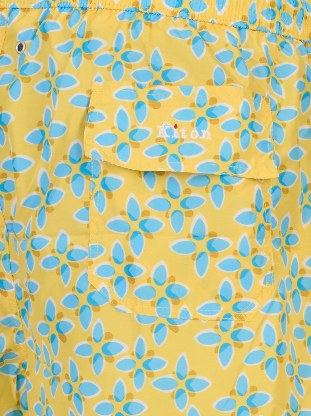 Kiton Zwembroek met bloemenprint Geel