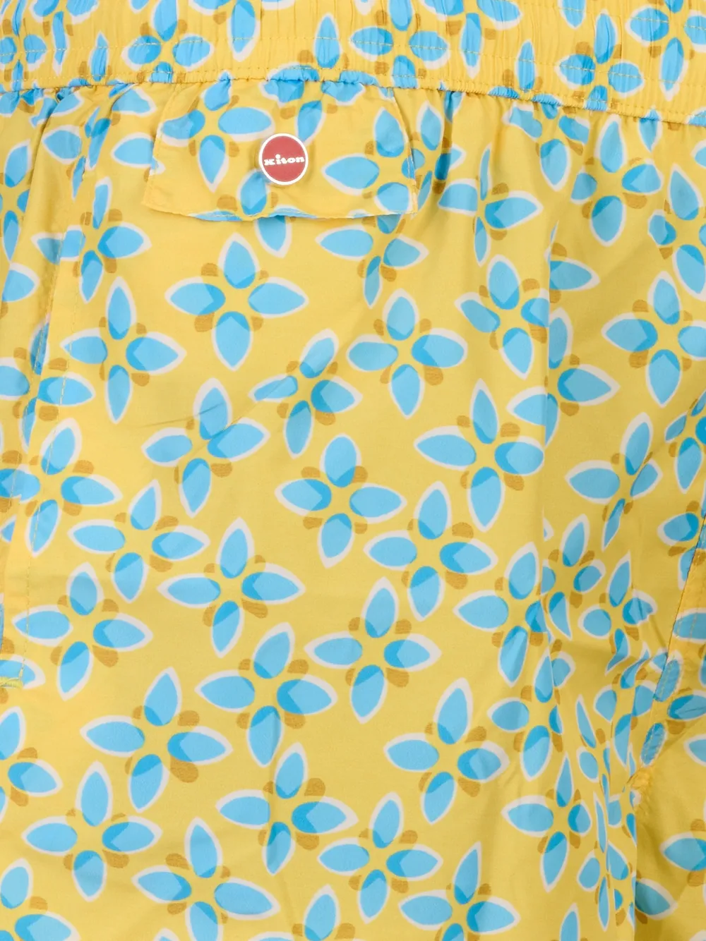 Kiton Zwembroek met bloemenprint Geel