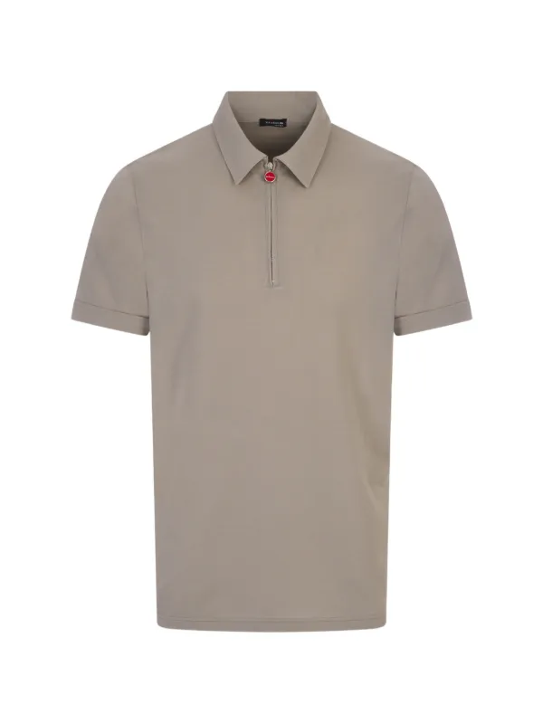 Kiton Quarter-zip Short-sleeve Polo Shirt in Neutrals