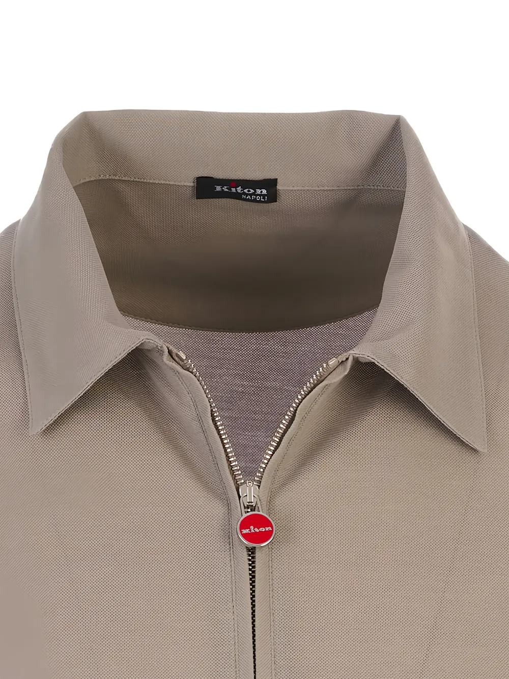 Kiton Poloshirt met rits en korte mouwen Beige