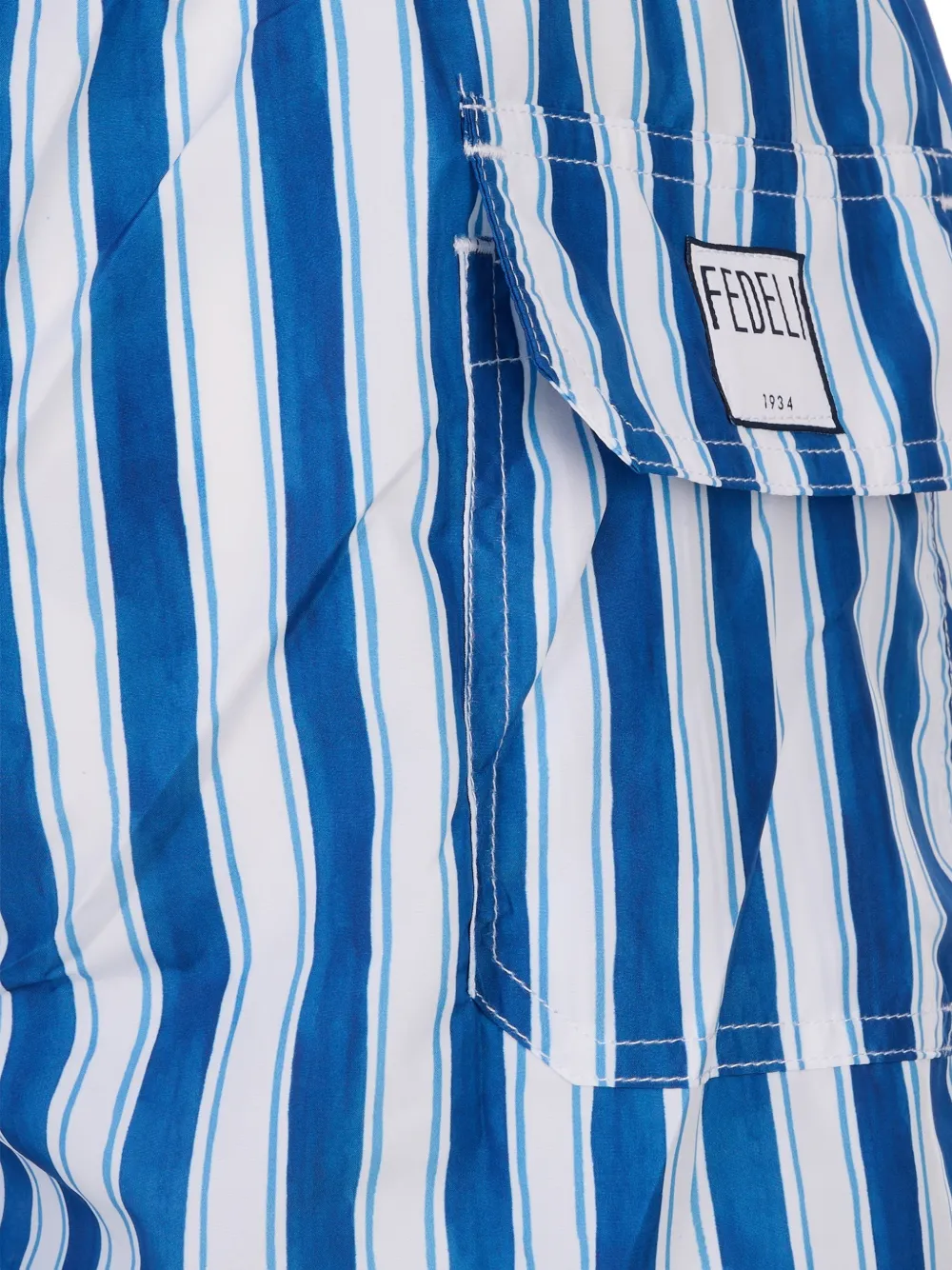  Fedeli Striped Drawstring Swim Shorts - Azul 