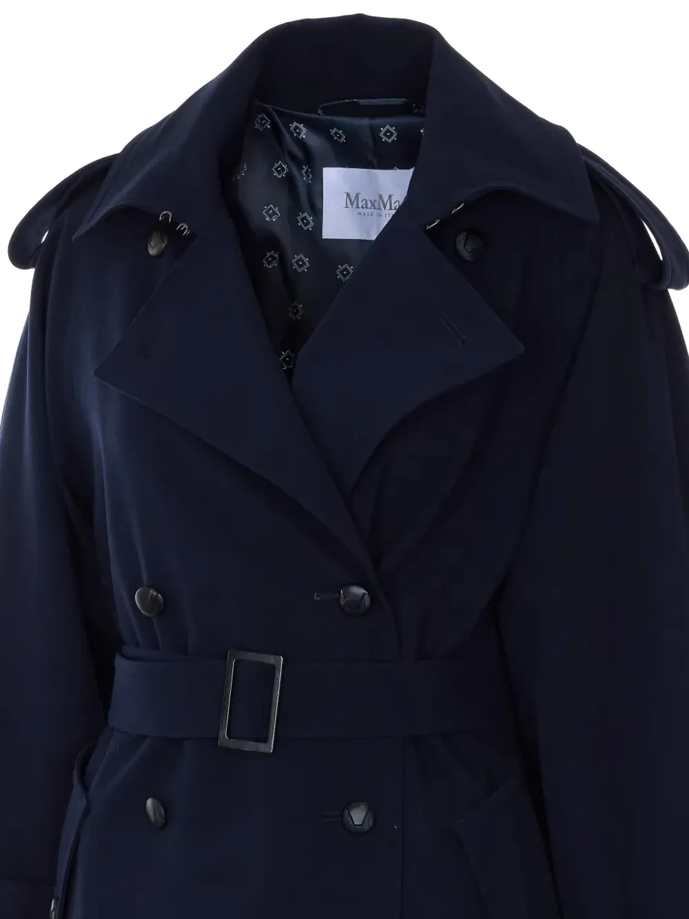 Max Mara Wollen jas met ceintuur Blauw