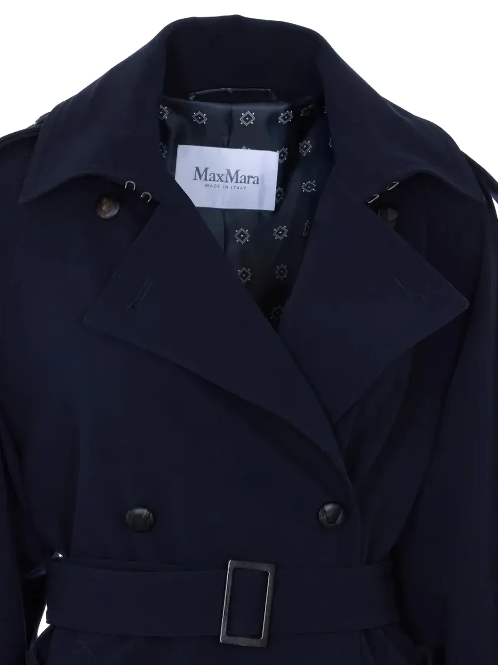 Max Mara Wollen jas met ceintuur Blauw
