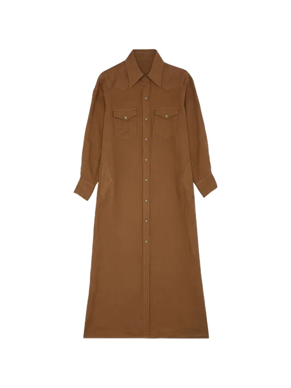 Fortela Arley Buttoned Shirt Dress in Brown