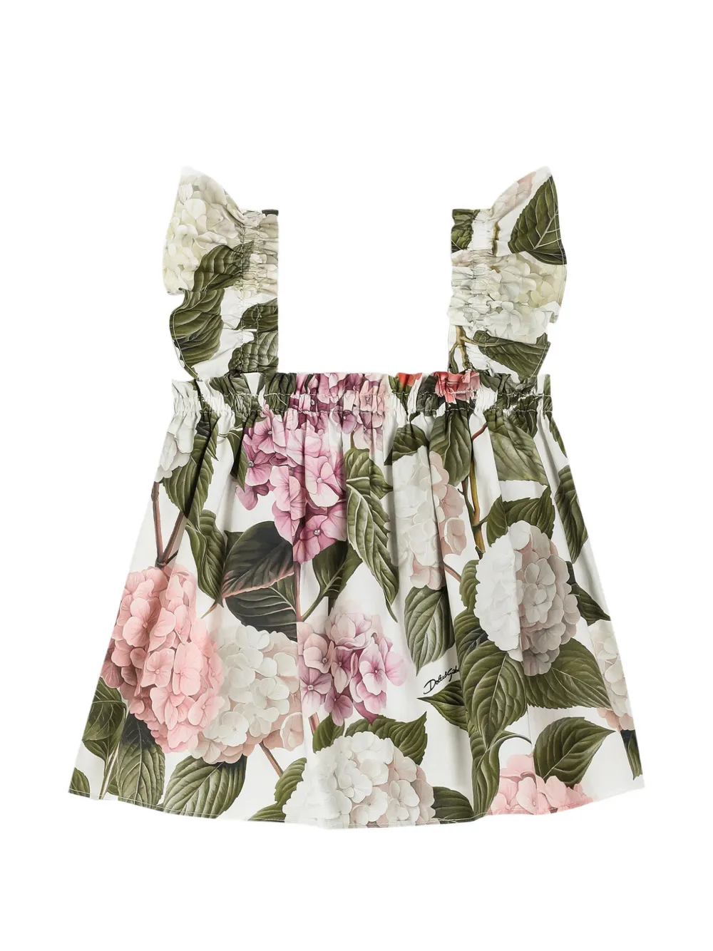 Dolce & Gabbana Kids ruffled floral print top - Bianco