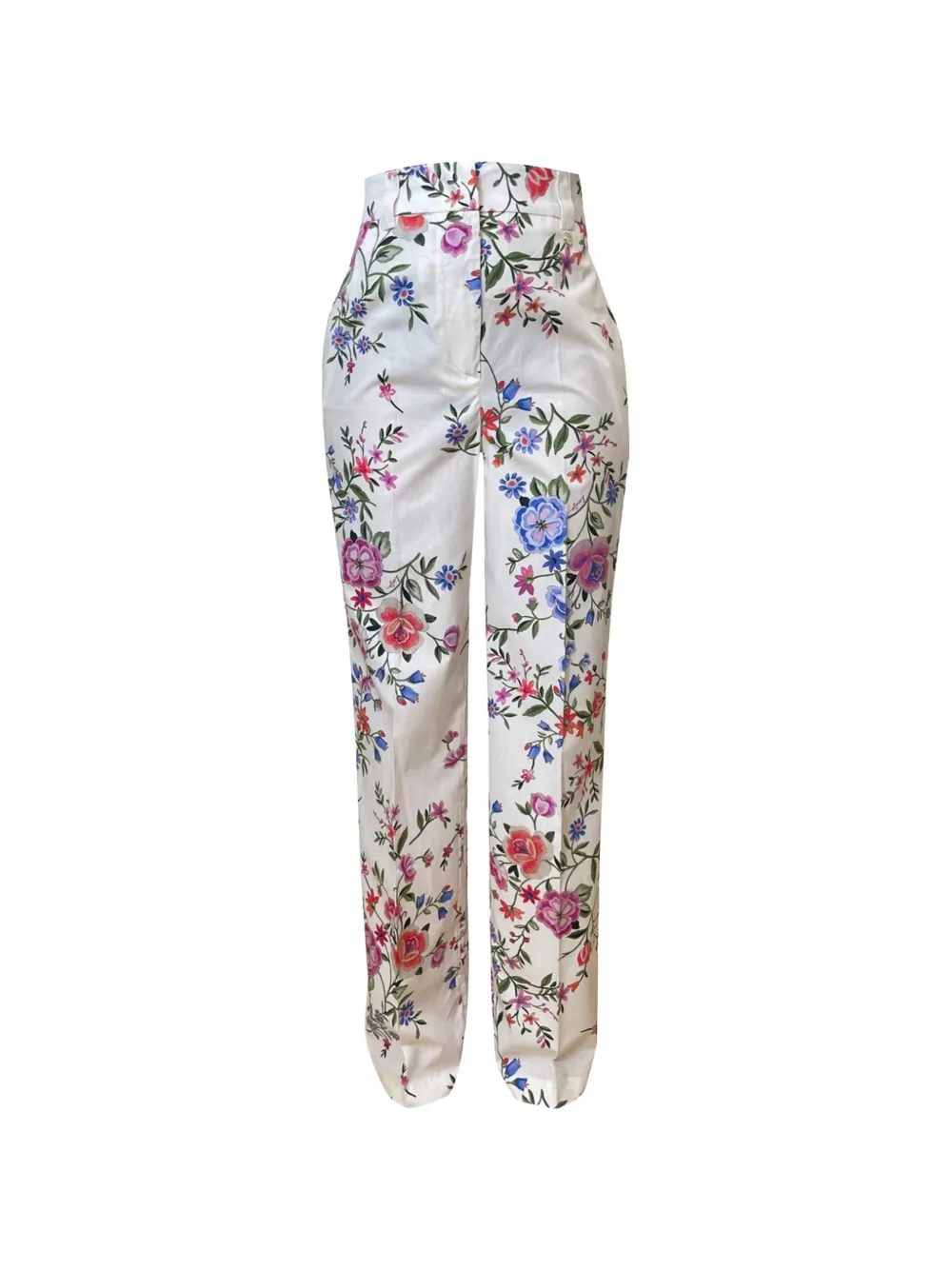 LIU JO floral-print cotton trousers - Weiß