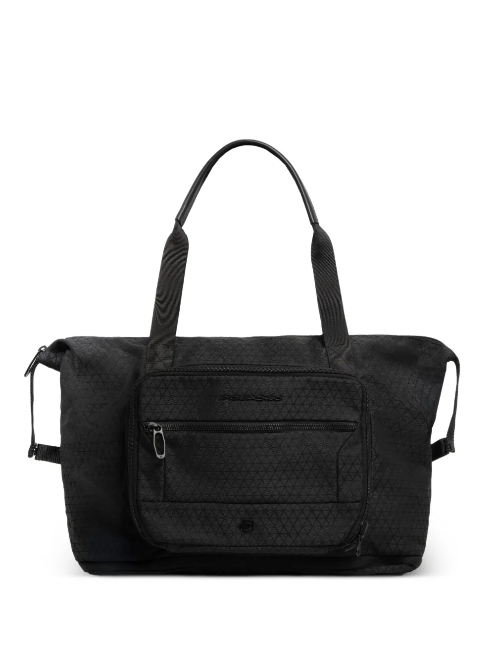 PIQUADRO Borsone con motivo geometrico e tasche - Nero