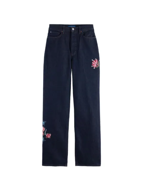 Scotch & Soda floral-embroidered jeans