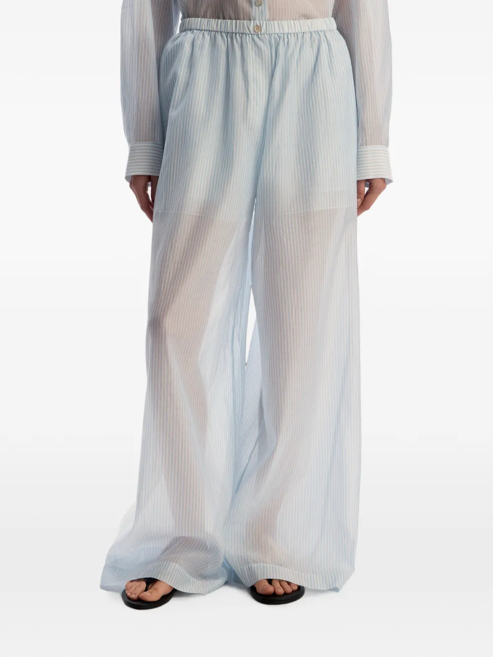12 STOREEZ Katoenen broek met elastische tailleband en strepen Blauw