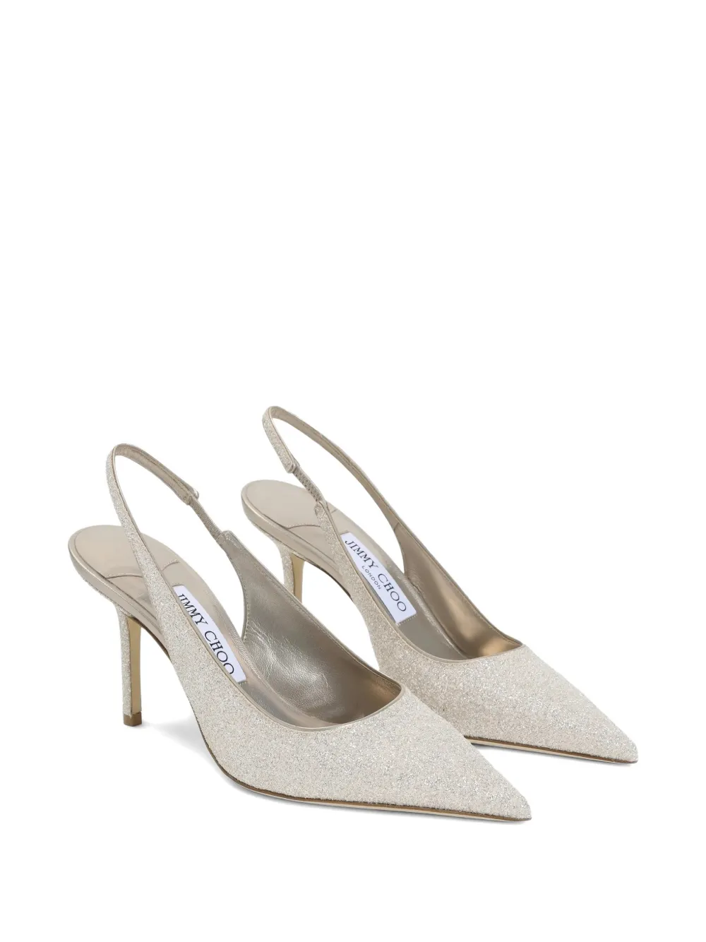Jimmy Choo Love metallic leather heeled pumps Zilver