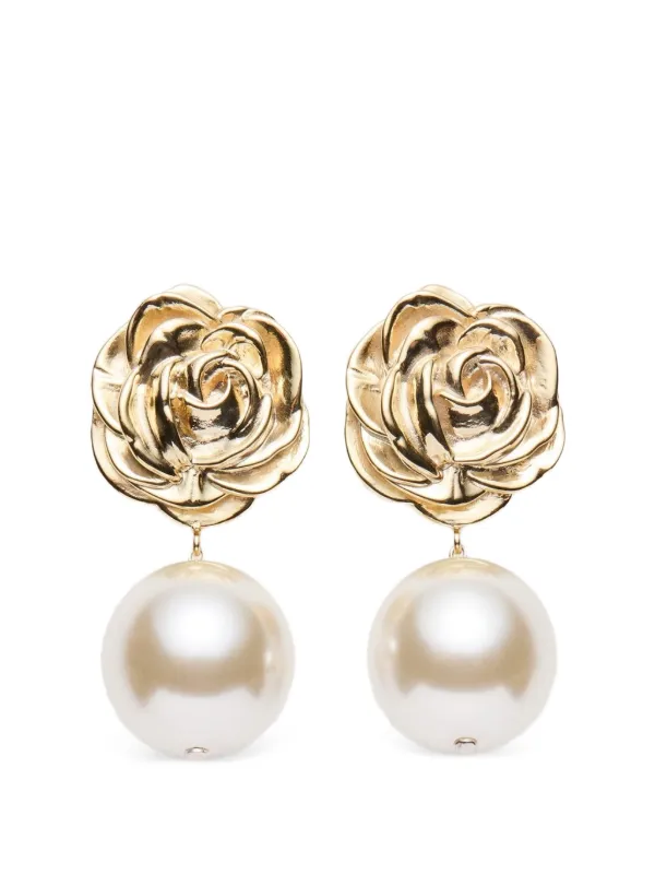 Magda Butrym Rose-detail Drop Earrings in Gold