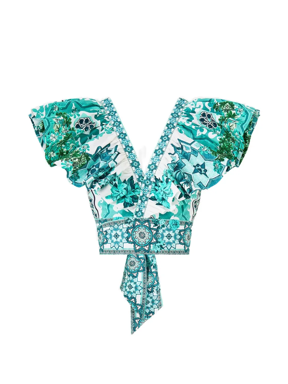 Camilla ruffled crop top - Blu