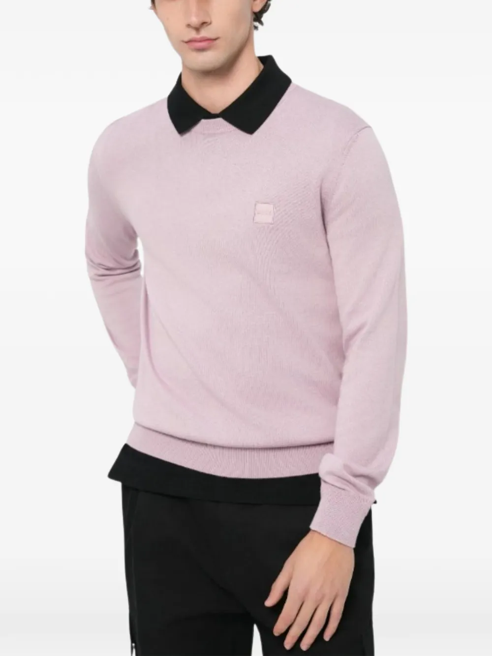 BOSS Sweater met logopatch Roze