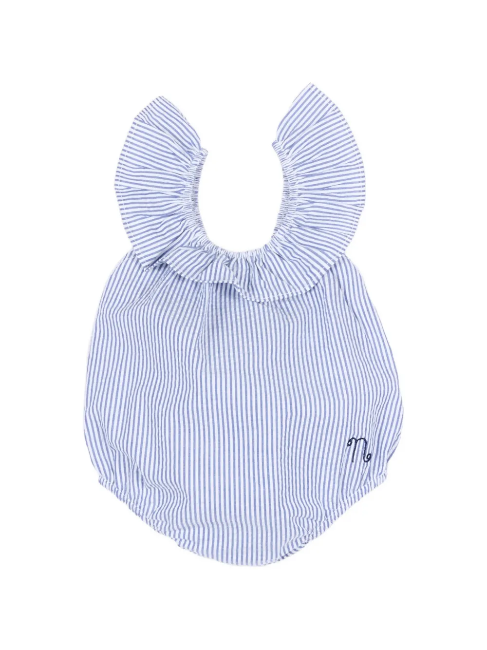 NANAN stripe-print ruffled swimsuit - Blu