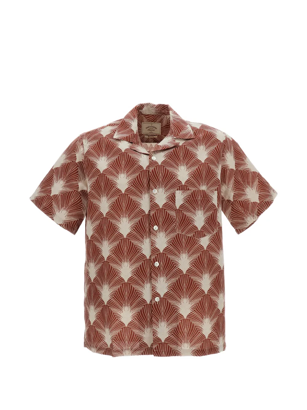 Portuguese Flannel feather print revere shirt - Rot