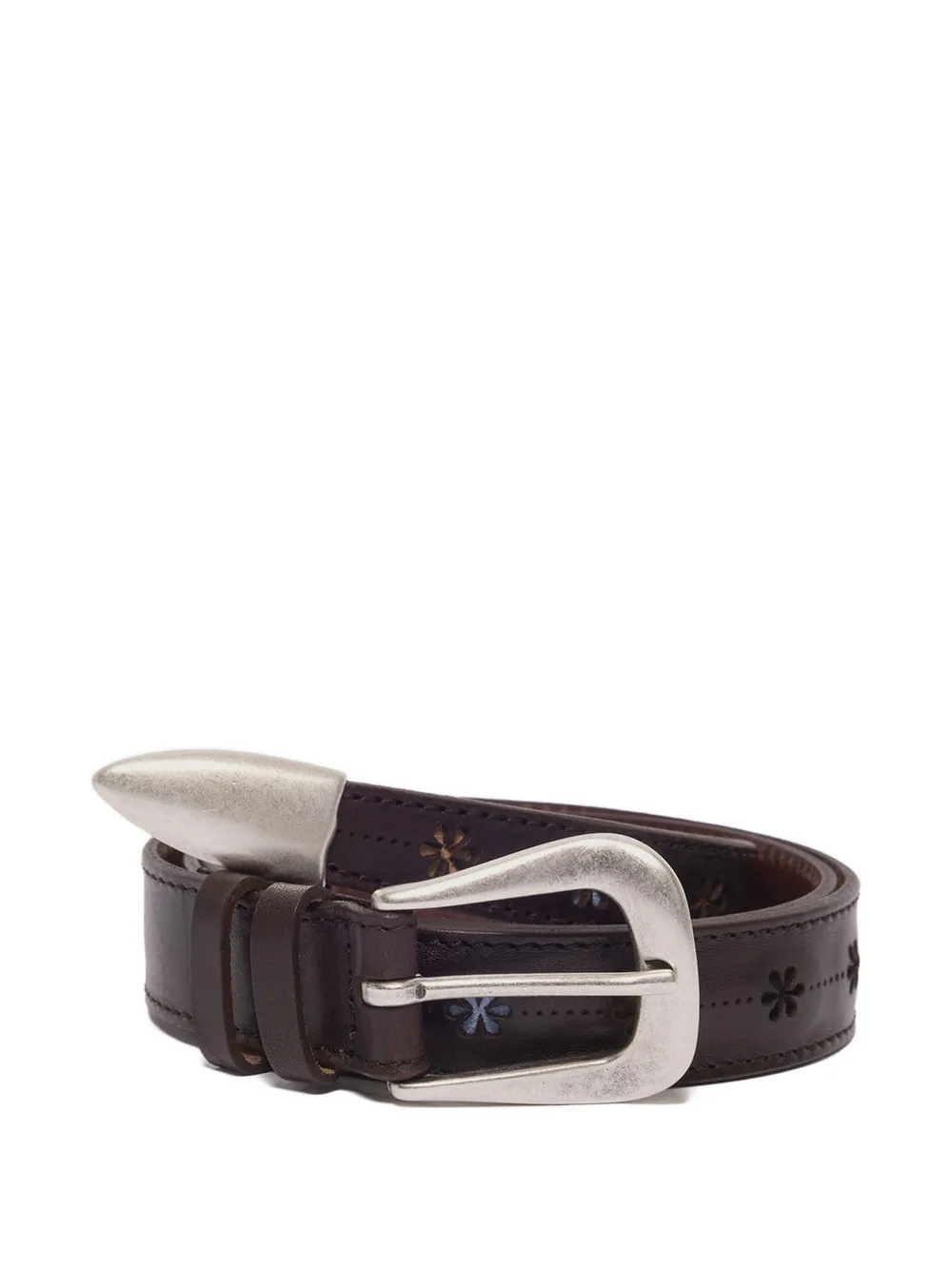 Orciani silver-tone buckle leather belt - Braun