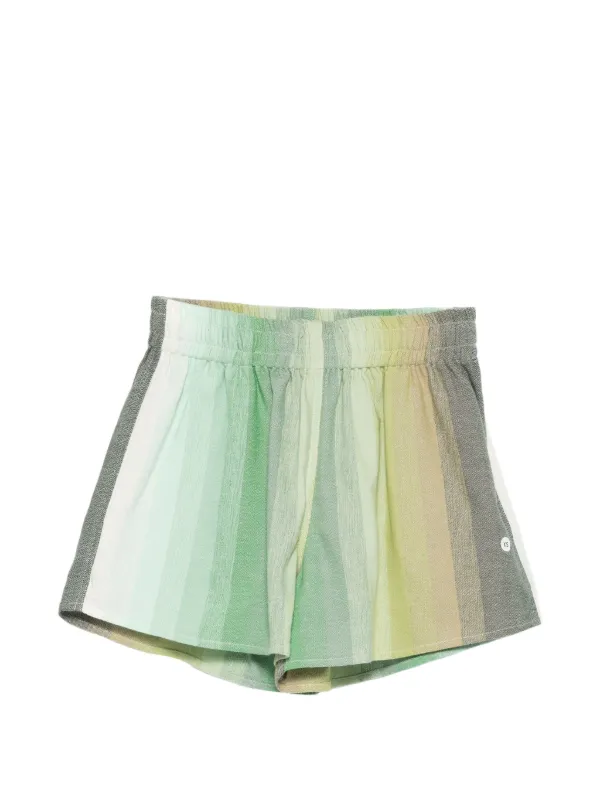Marrakshi Life Striped Textured Shorts in Green