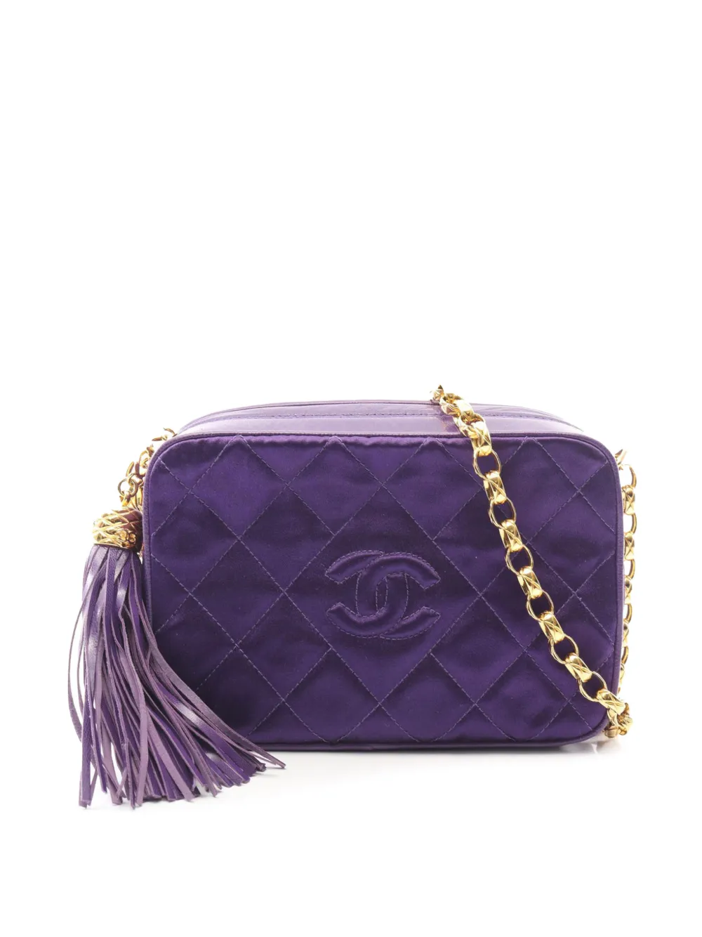 CHANEL Pre-Owned 1989-1991 CC Quilted Velour Tassel Camera Bag shoulder bag - Purple