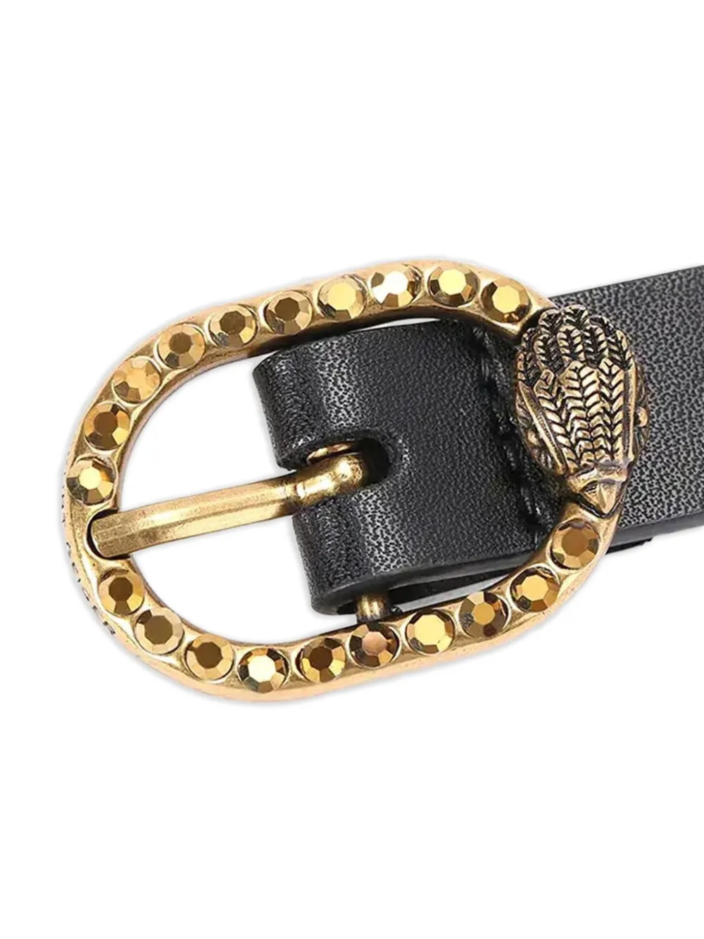 Kurt Geiger London Mayfair 18 crystal-embellished leather belt Zwart